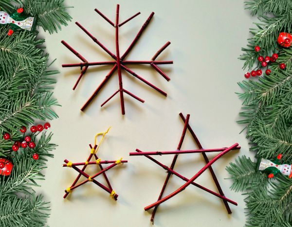 ¿Cómo hacer bonitas estrellas con ramitas para decorar el árbol de Navidad?