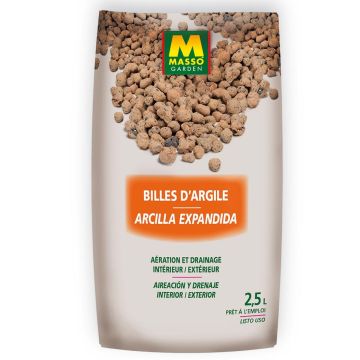 Granos de Arcilla Masso Garden en saco de 2.5 litros