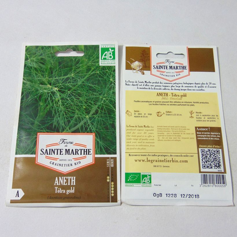 Ejemplo de ejemplar de Eneldo Tetra Gold saco de 400 semillas (0.8g) tal y como se entrega