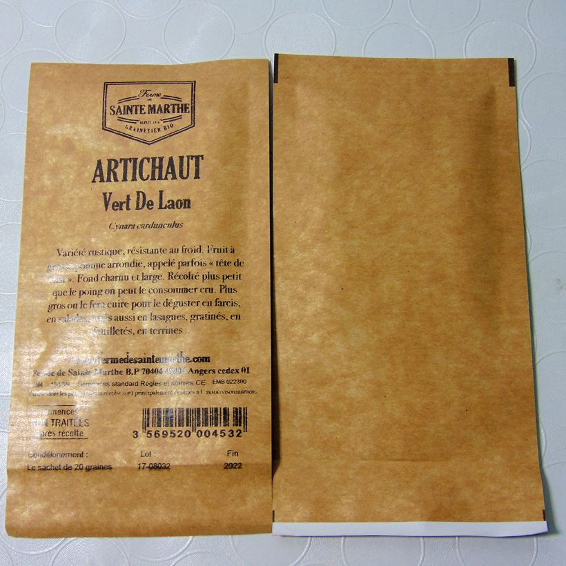 Ejemplo de ejemplar de Alcachofa Gros Vert de Laon no tratada - Ferme de Sainte Marthe saco de 30 semillas (2g) tal y como se entrega