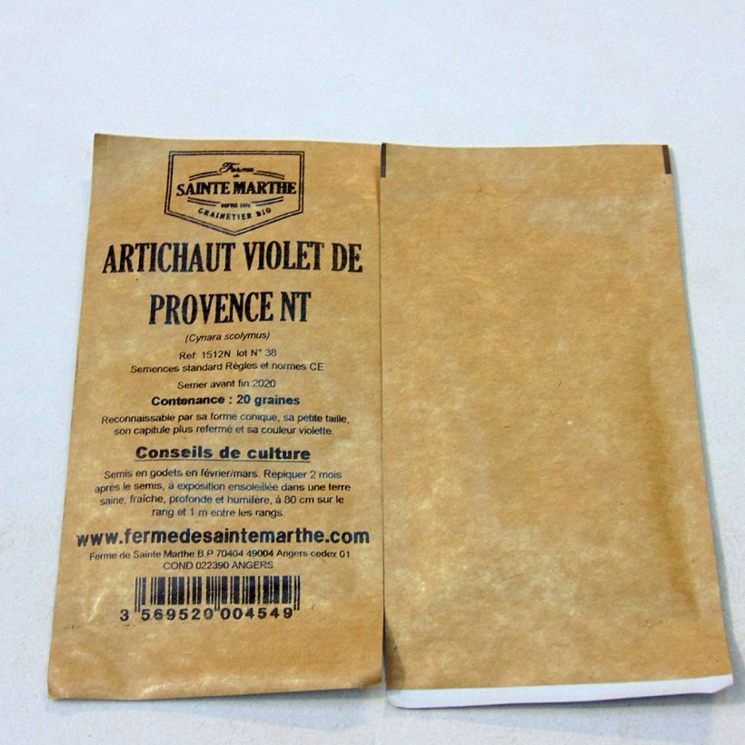 Ejemplo de ejemplar de Alcachofa Violet de Provence Bio - Ferme de Sainte Marthe saco de 20 semillas tal y como se entrega