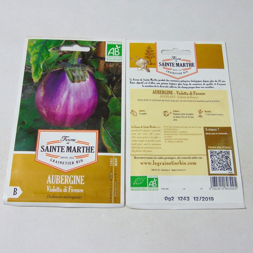 Ejemplo de ejemplar de Berenjena Violetta Di Firenze saco de 50 semillas (0.2g) tal y como se entrega