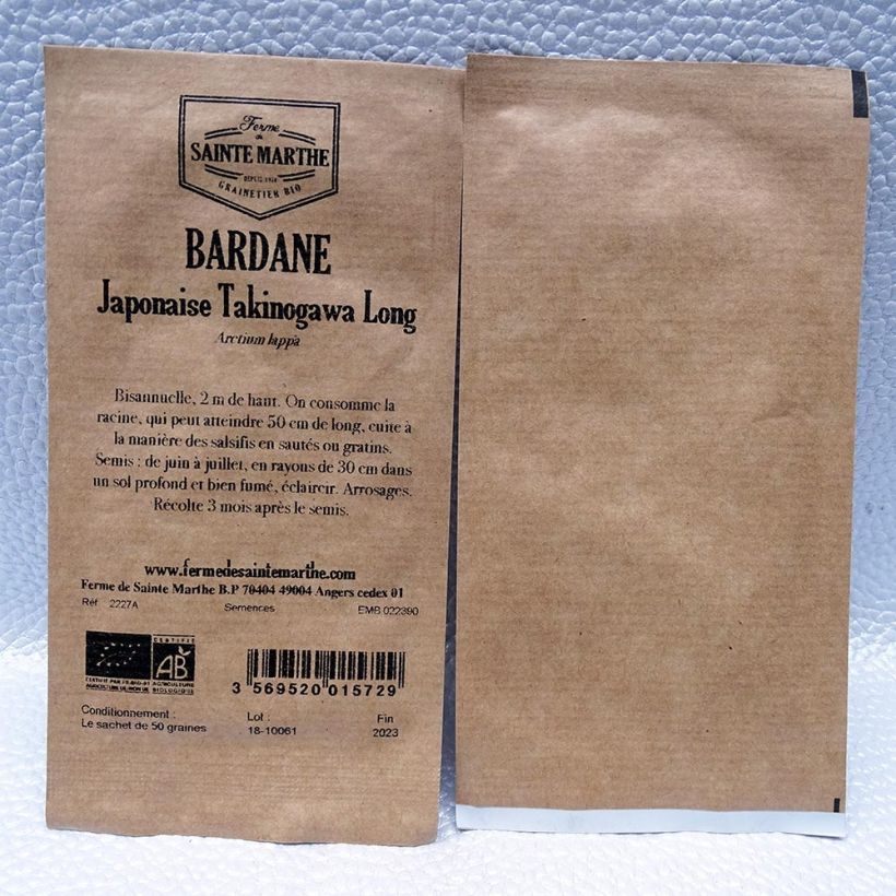 Ejemplo de ejemplar de Bardana Takinogawa - Arctium lappa saco de 50 semillas tal y como se entrega