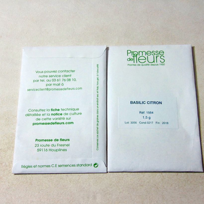 Ejemplo de ejemplar de Albahaca Citron saco de 800 semillas (1,5g) tal y como se entrega