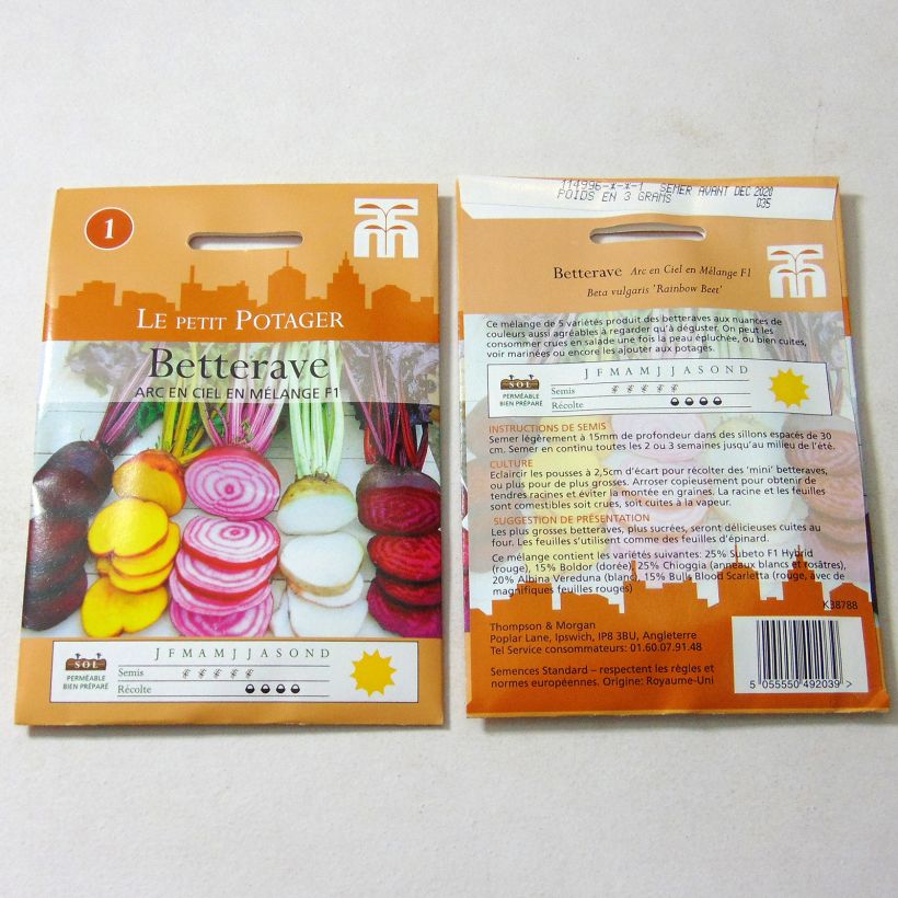 Ejemplo de ejemplar de Remolacha de mesa Rainbow Beet saco de 250 semillas (5g) tal y como se entrega