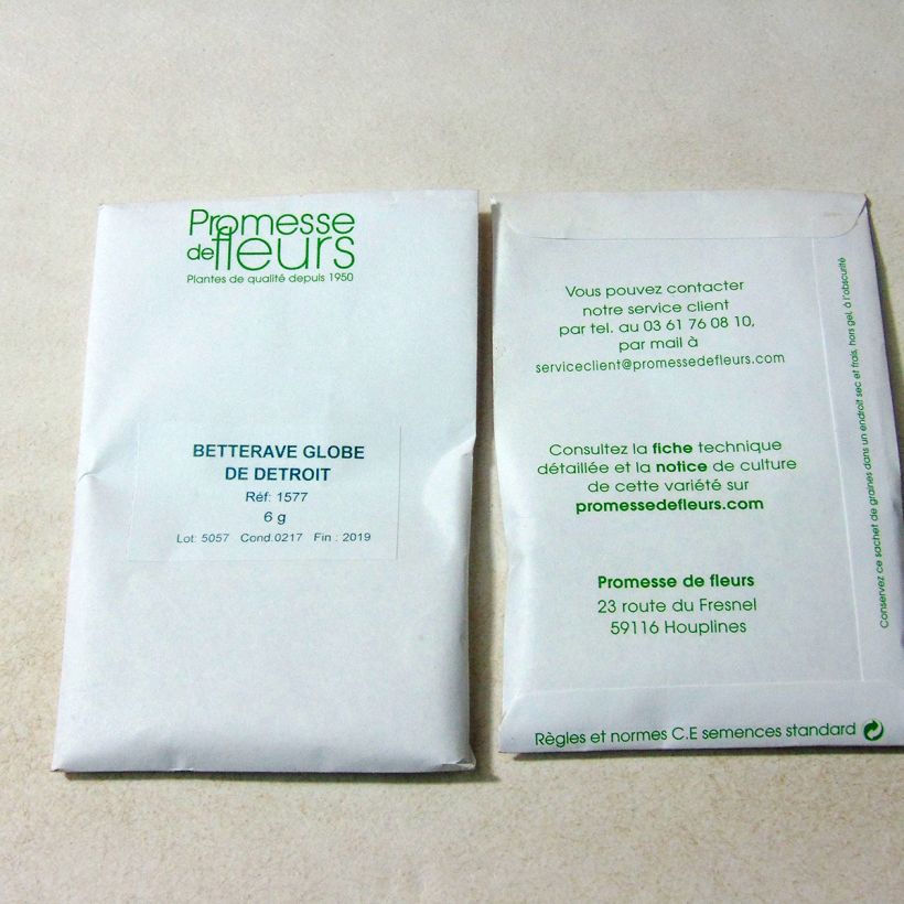 Ejemplo de ejemplar de Remolacha roja Globe de Detroit saco de 250 semillas (6g) tal y como se entrega