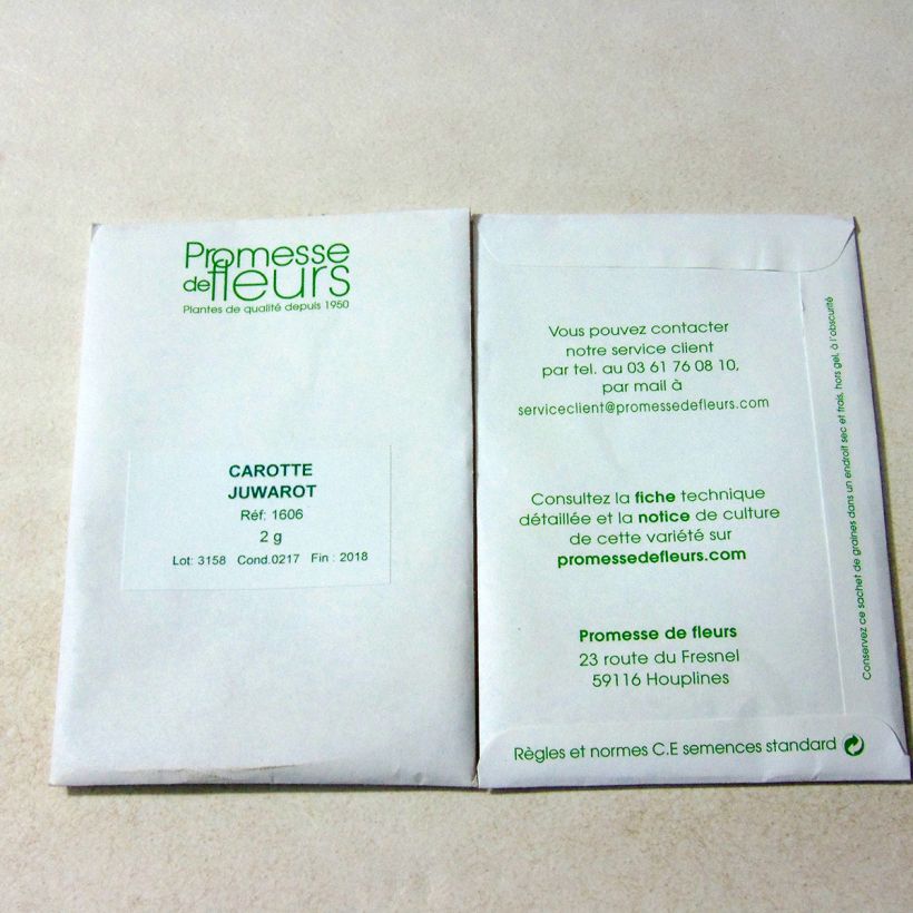 Ejemplo de ejemplar de Zanahoria Juwarot saco de 1000 semillas (2g) tal y como se entrega