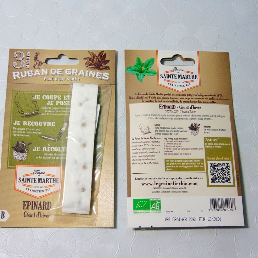 Ejemplo de ejemplar de Jambú Géant d'Hiver - ferme de Sainte Marthe BIO saco de 2 gramos de semillas tal y como se entrega