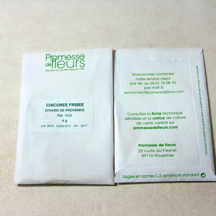 Ejemplo de ejemplar de Achicoria de Bruselas d'Hiver de Provence saco de 2500 semillas (4g) tal y como se entrega