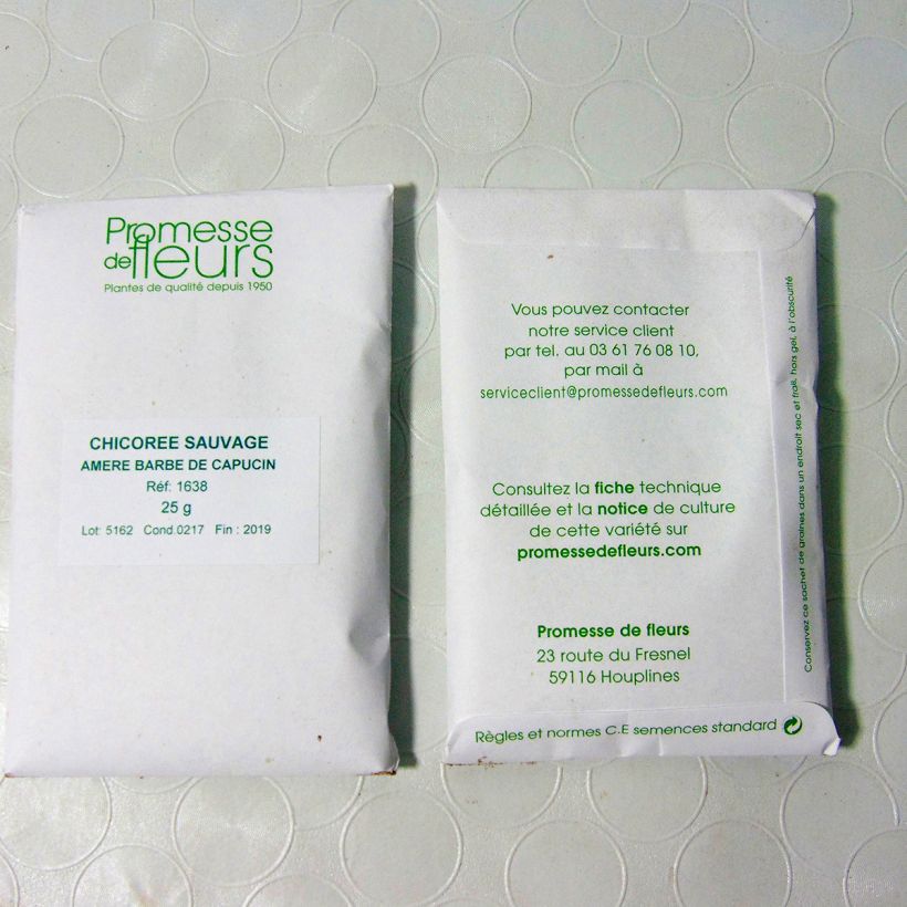 Ejemplo de ejemplar de Escarola Barbe De Capucin saco de 15000 semillas (25g) tal y como se entrega
