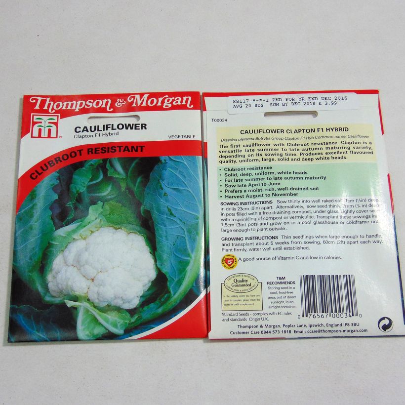 Ejemplo de ejemplar de Coliflor Clapton F1 saco de 20 semillas tal y como se entrega
