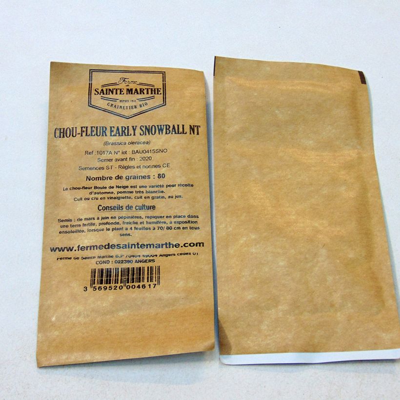 Ejemplo de ejemplar de Coliflor Early Snowball - Boule de Neige saco de 80 semillas tal y como se entrega