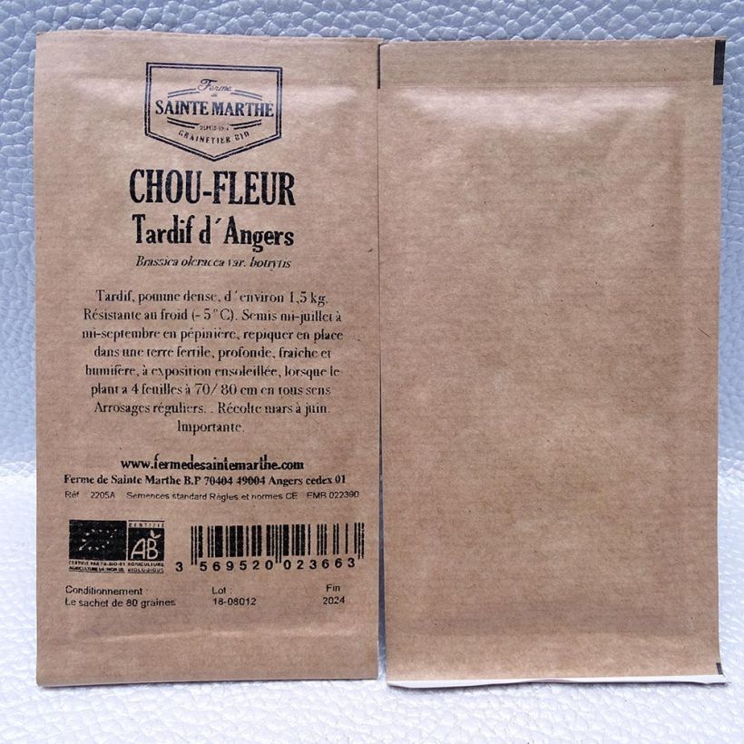 Ejemplo de ejemplar de Coliflor Tardif d'Angers saco de 80 semillas tal y como se entrega