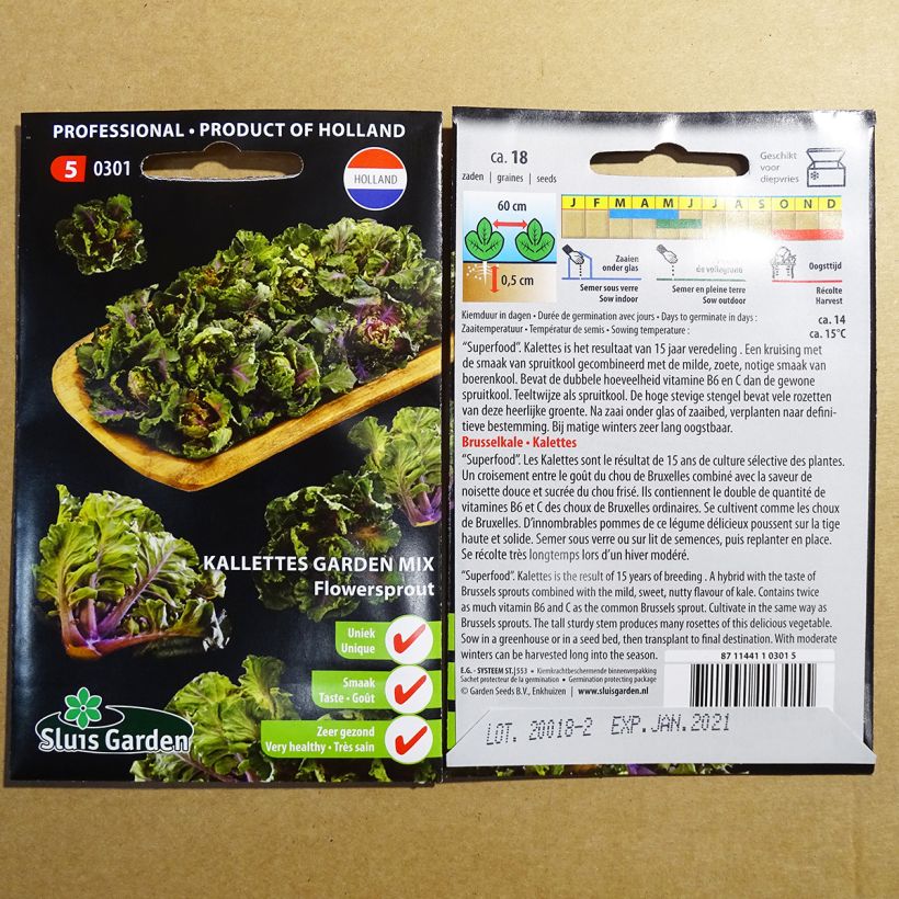 Ejemplo de ejemplar de Repollo ornamental Flower Sprout - Kalettes Garden Mix saco de 18 semillas tal y como se entrega