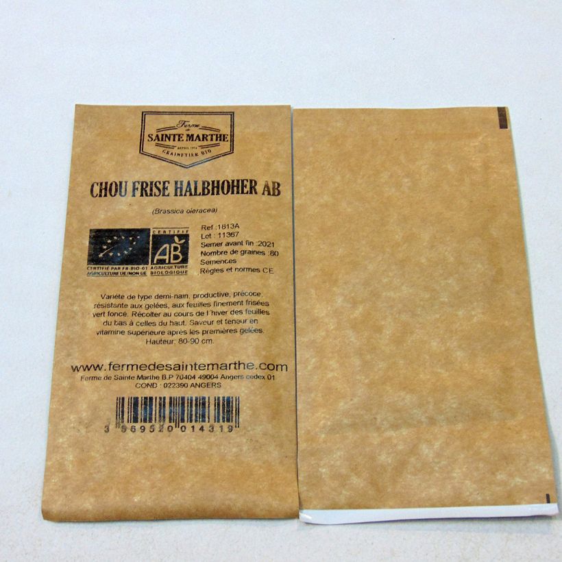 Ejemplo de ejemplar de Col crespa Halbhoher Grüner Krauser saco de 200 semillas tal y como se entrega