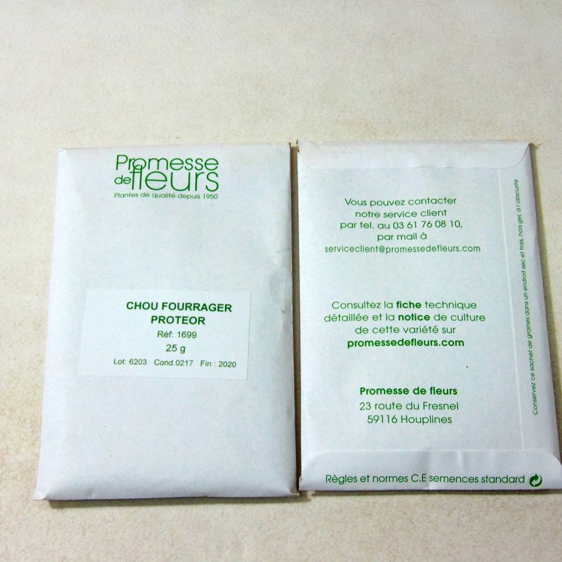 Ejemplo de ejemplar de Col forrajera Proteor saco de 5000 semillas (25g) tal y como se entrega