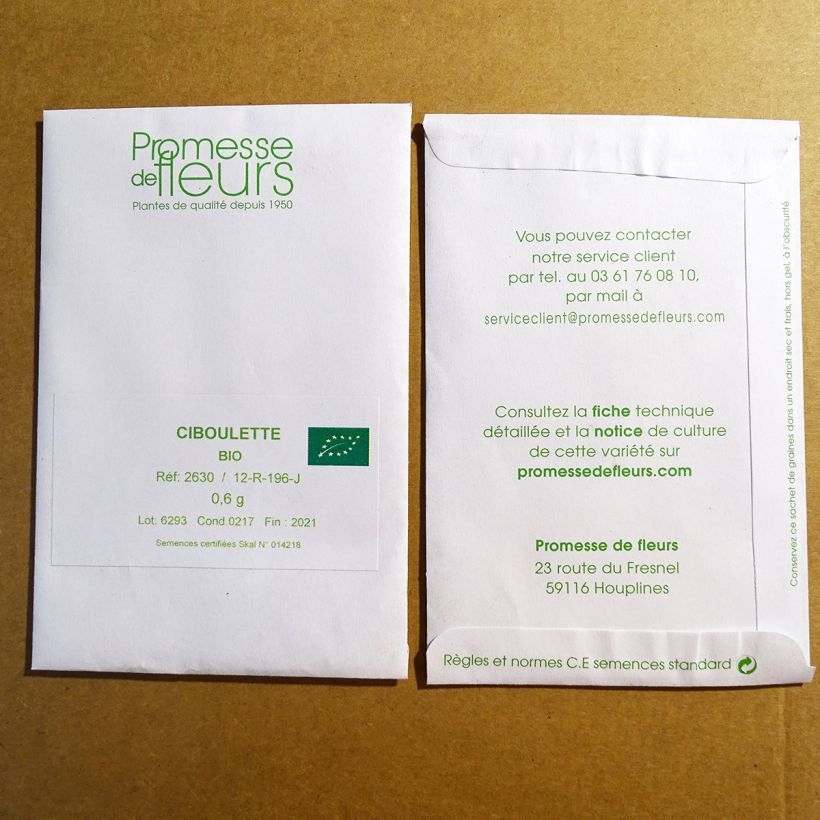Ejemplo de ejemplar de Cebollino Bio - Cebollín saco de 600 semillas (0,8g) tal y como se entrega