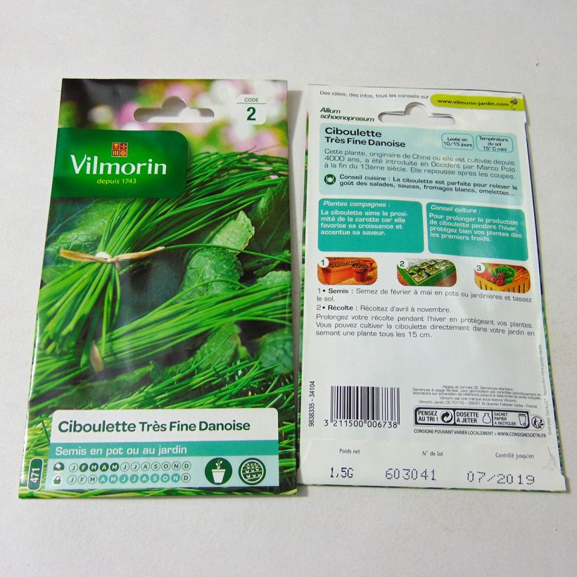 Ejemplo de ejemplar de Cebollino - Vilmorin saco de 480 semillas (1g) tal y como se entrega