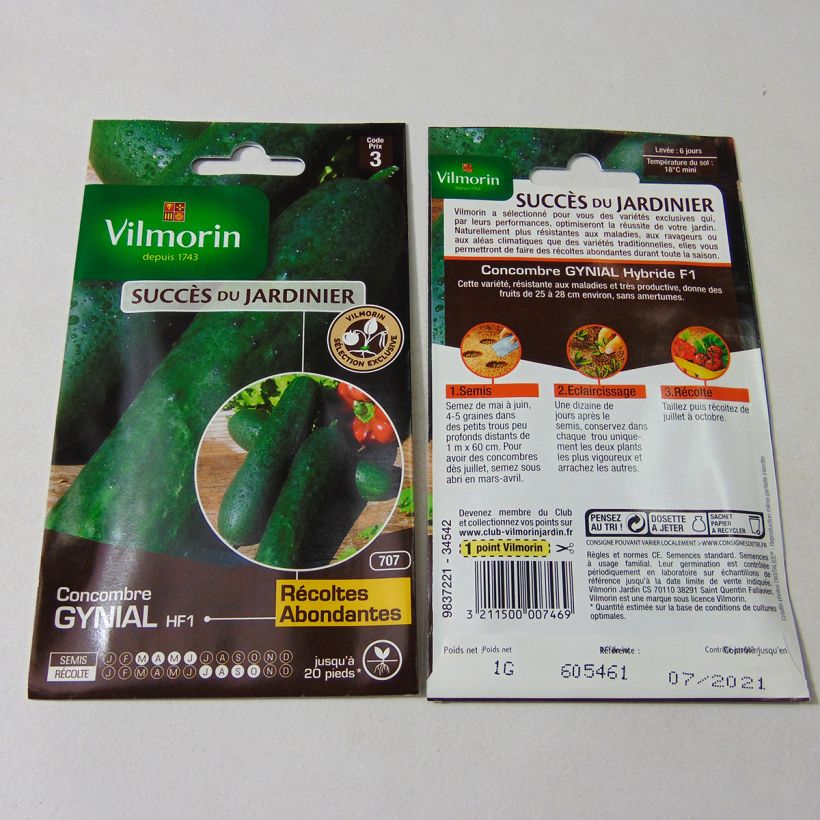 Ejemplo de ejemplar de Pepino Gynial F1 - Vilmorin saco de 35 semillas (1g) tal y como se entrega