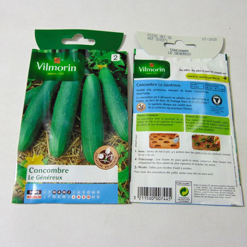 Ejemplo de ejemplar de Pepino Le Généreux - Vilmorin saco de 105 semillas (3g) tal y como se entrega