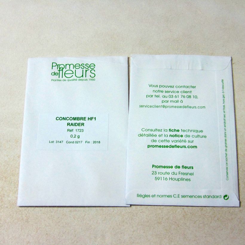 Ejemplo de ejemplar de Pepino Breso HF1 (semillas) saco de 6 ? 8 semillas (0,2g) tal y como se entrega