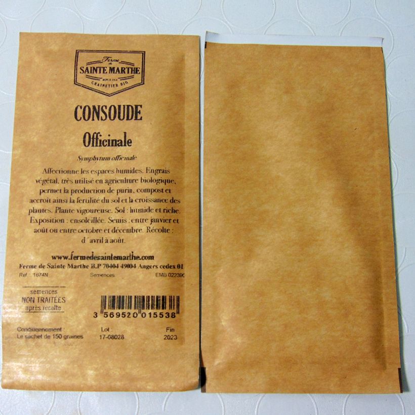 Ejemplo de ejemplar de Consuelda Ferme de Sainte Marthe saco de 20 semillas tal y como se entrega