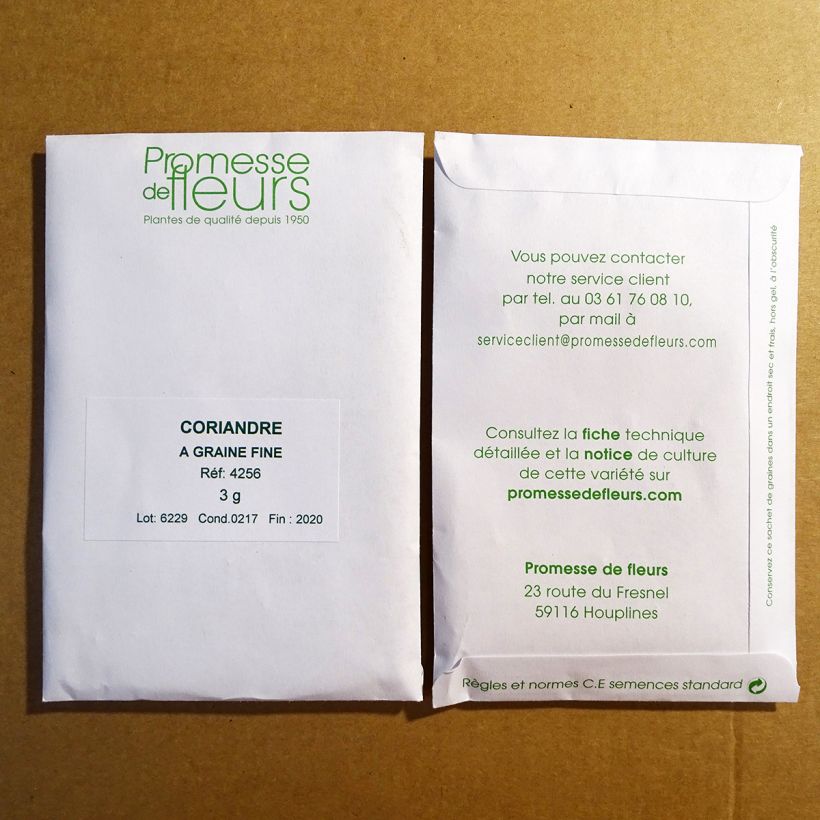 Ejemplo de ejemplar de Cilantro de semillas finas saco de 250 semillas (3g) tal y como se entrega