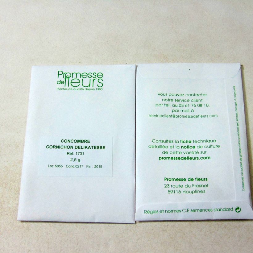 Ejemplo de ejemplar de Pepinillo Delikatess saco de 85 semillas (2,5g) tal y como se entrega