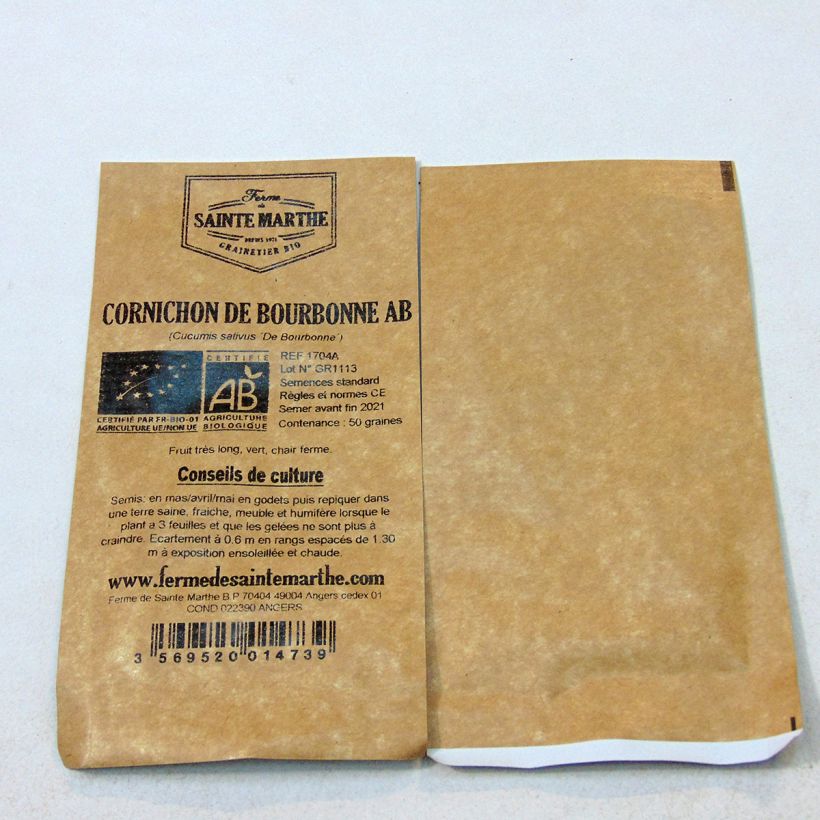 Ejemplo de ejemplar de Pepinillo De Bourbonne saco de 50 semillas (1g) tal y como se entrega
