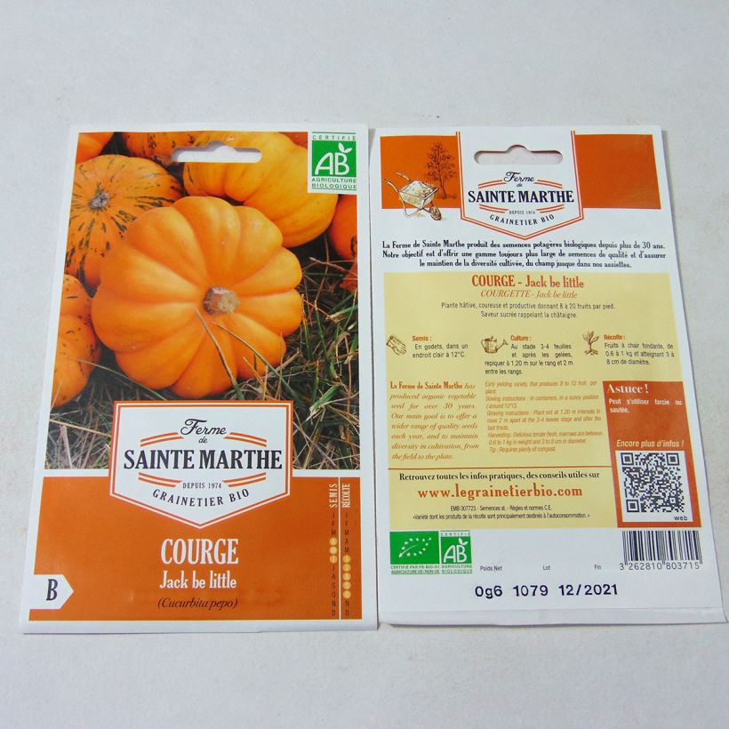 Ejemplo de ejemplar de Calabacín Jack Be Little Bio - Ferme de Sainte Marthe saco de 8 semillas (0.6g) tal y como se entrega