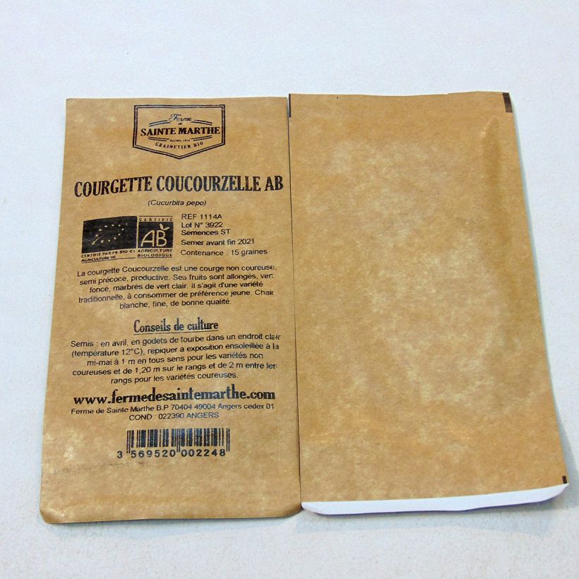 Ejemplo de ejemplar de Calabacín Coucourzelle saco de 15 semillas (1g) tal y como se entrega