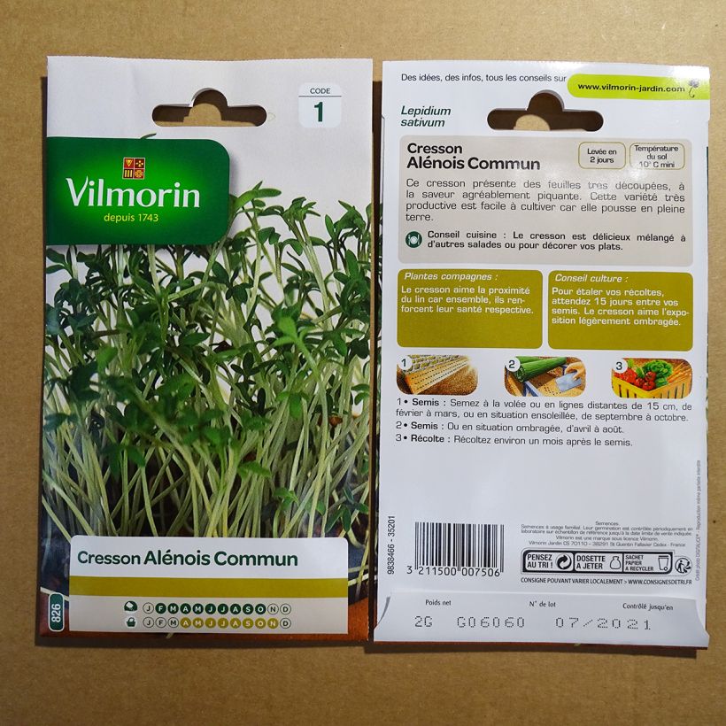 Ejemplo de ejemplar de Mastuerzo - Vilmorin saco de 800 semillas (2g) tal y como se entrega