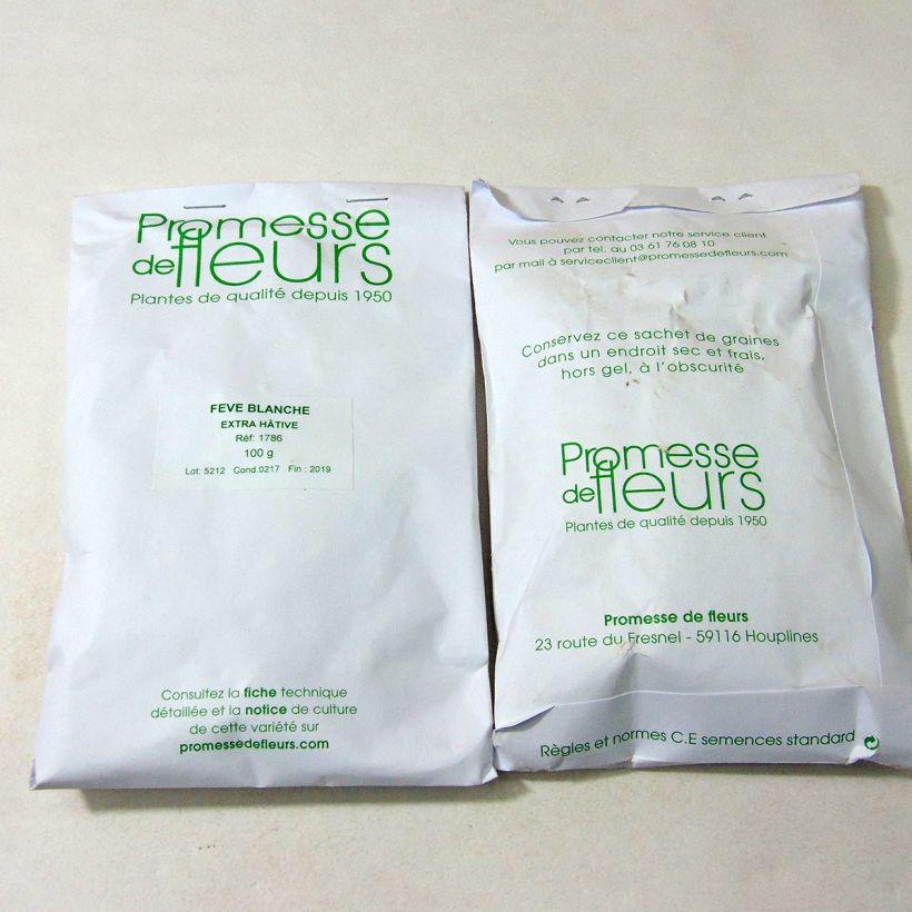 Ejemplo de ejemplar de Haba Blanche extra hâtive saco de 50 ? 100 semillas (100g) tal y como se entrega