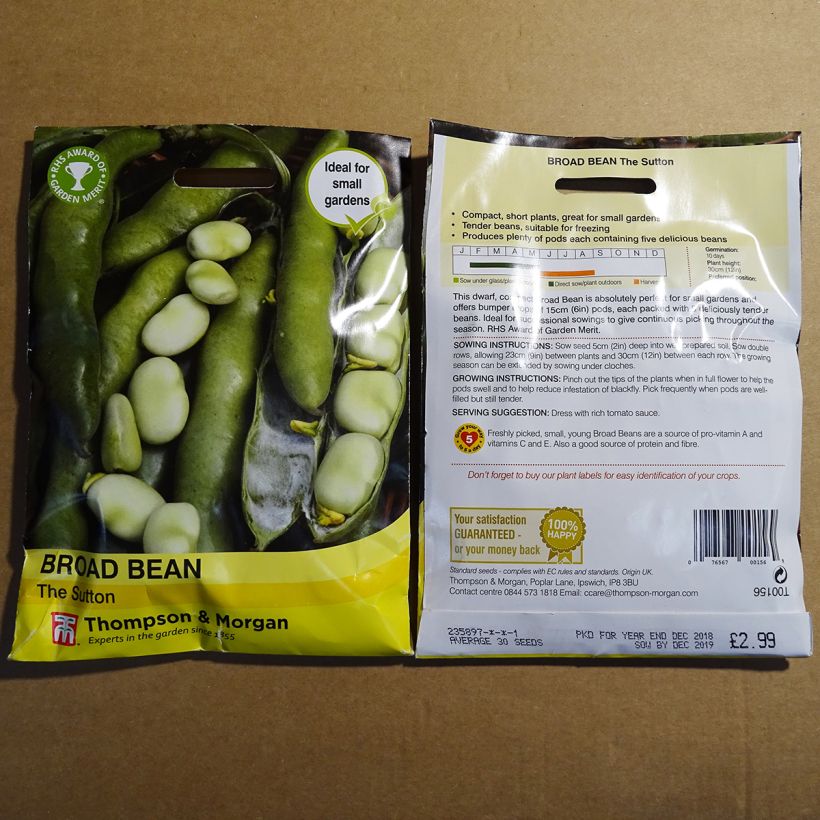 Ejemplo de ejemplar de Haba The Sutton saco de 40 semillas (75g) tal y como se entrega