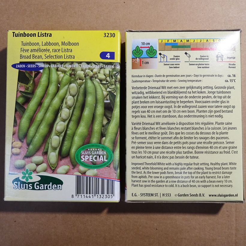 Ejemplo de ejemplar de Haba Driemaal Wit Listra saco de 42 semillas (85g) tal y como se entrega