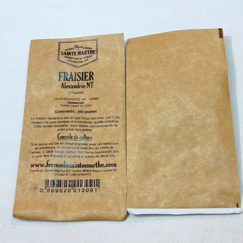 Ejemplo de ejemplar de Fresa Alexandrie BIO saco de 500 semillas tal y como se entrega