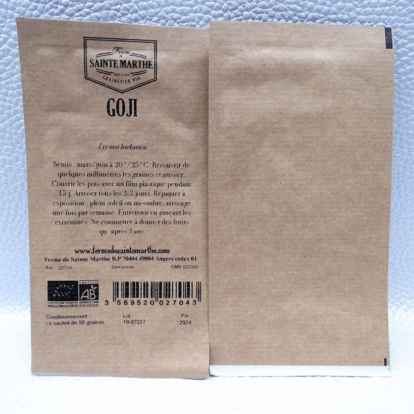 Ejemplo de ejemplar de Goji Bio - Ferme de Sainte Marthe Graines tal y como se entrega