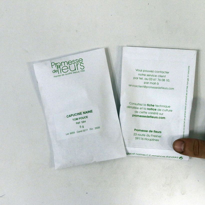 Ejemplo de ejemplar de Capuchina enana Tom Thumb Mix saco de 35 semillas (5g) tal y como se entrega