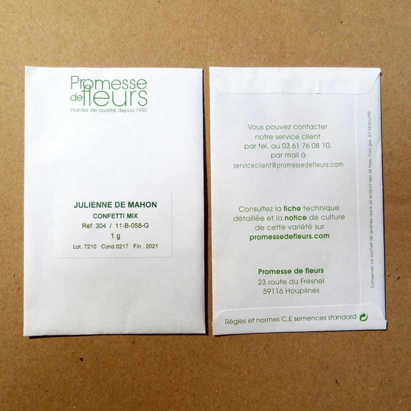Ejemplo de ejemplar de Malcolmia maritima Confetti Mix saco de 1700 semillas (1g) tal y como se entrega