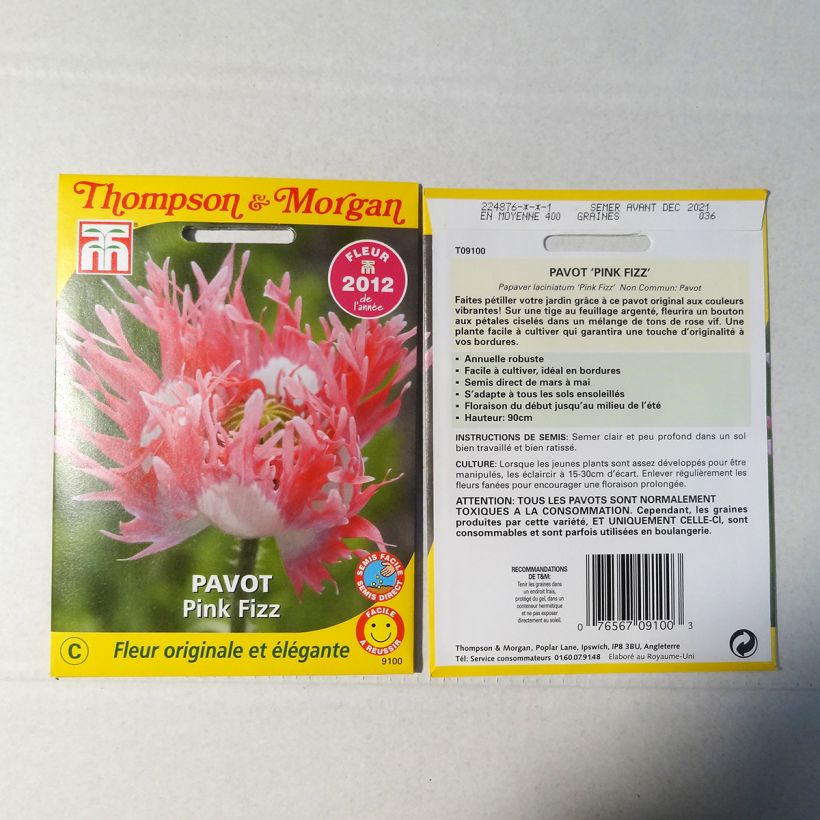 Ejemplo de ejemplar de Adormidera Pink Fizz - Papaver somniferum saco de 500 semillas tal y como se entrega