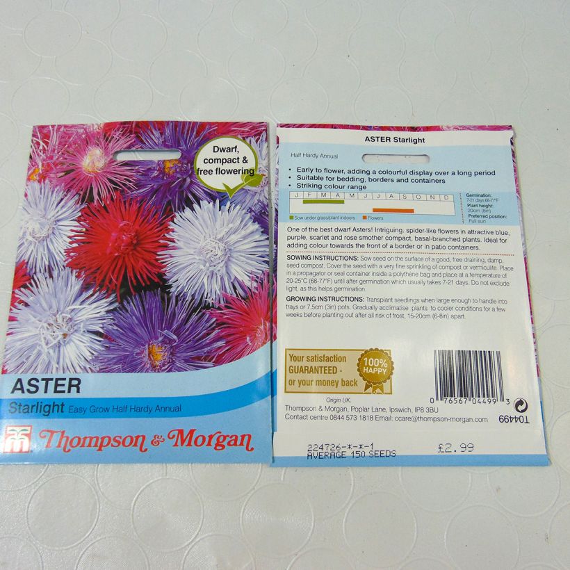 Ejemplo de ejemplar de Reina Margarita Starlight Mixed - Callistephus saco de 250 semillas (0,5g) tal y como se entrega
