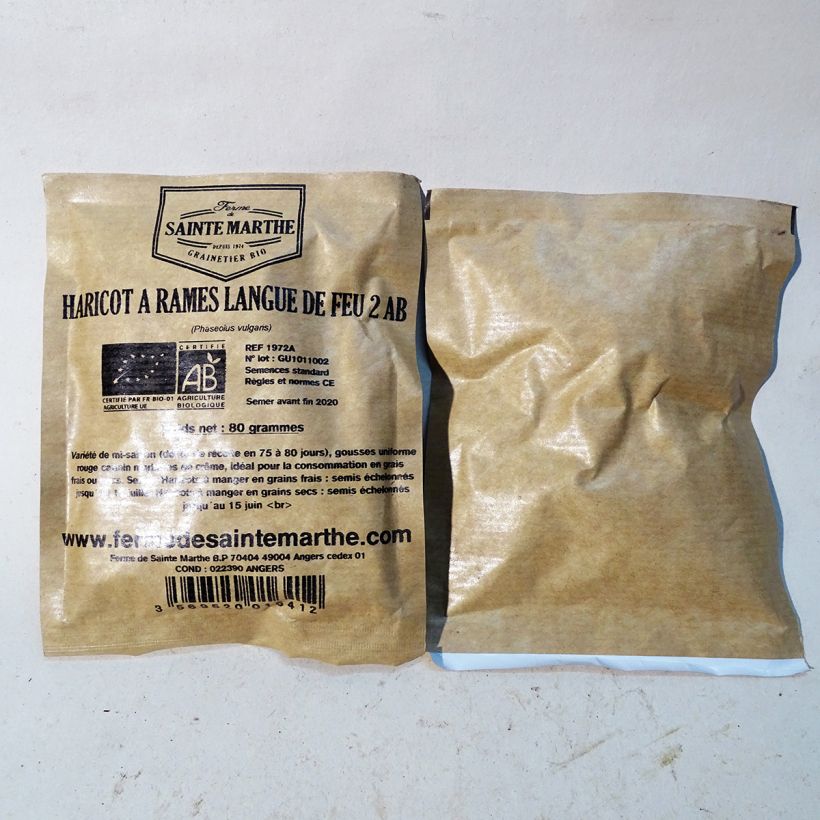 Ejemplo de ejemplar de Judía de enrame Langue de Feu 2 saco de 160 semillas (80g) tal y como se entrega