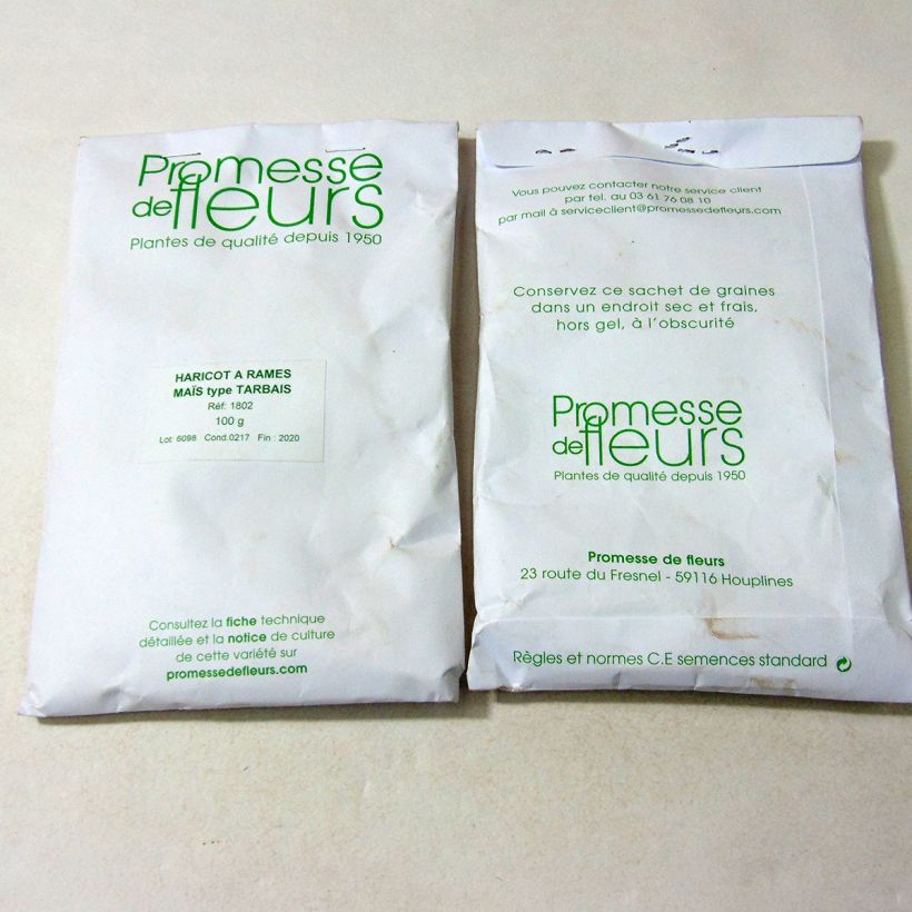 Ejemplo de ejemplar de Judía de enrame maïs type Tarbais saco de 200 semillas (75g) tal y como se entrega