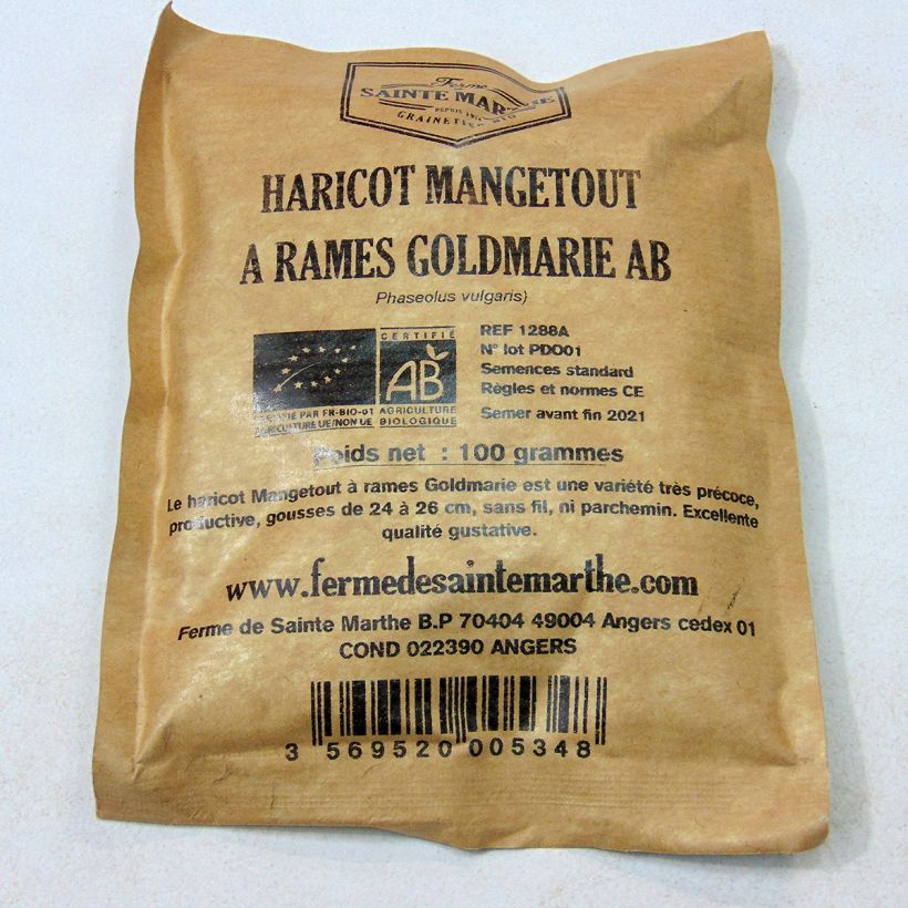 Ejemplo de ejemplar de Judía de enrame Goldmarie saco de 200 semillas (100g) tal y como se entrega