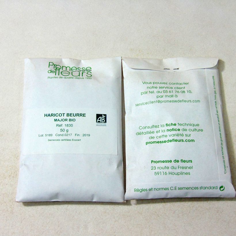 Ejemplo de ejemplar de Judía enana Major Bio saco de 200 semillas (75g) tal y como se entrega