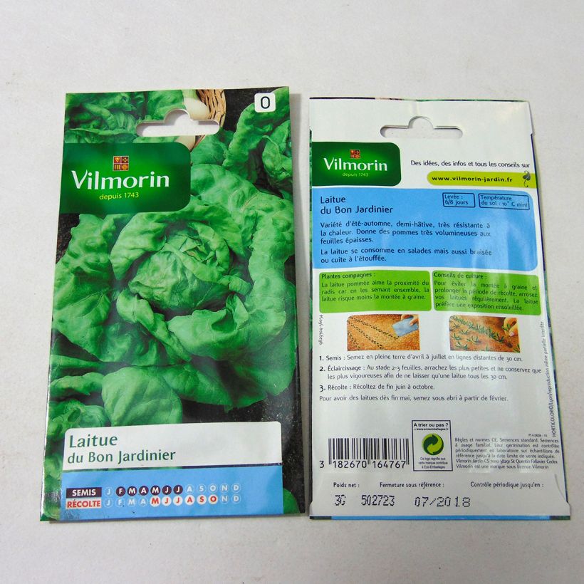 Ejemplo de ejemplar de Lechuga du Bon Jardinier - Vilmorin saco de 2400 semillas (3g) tal y como se entrega