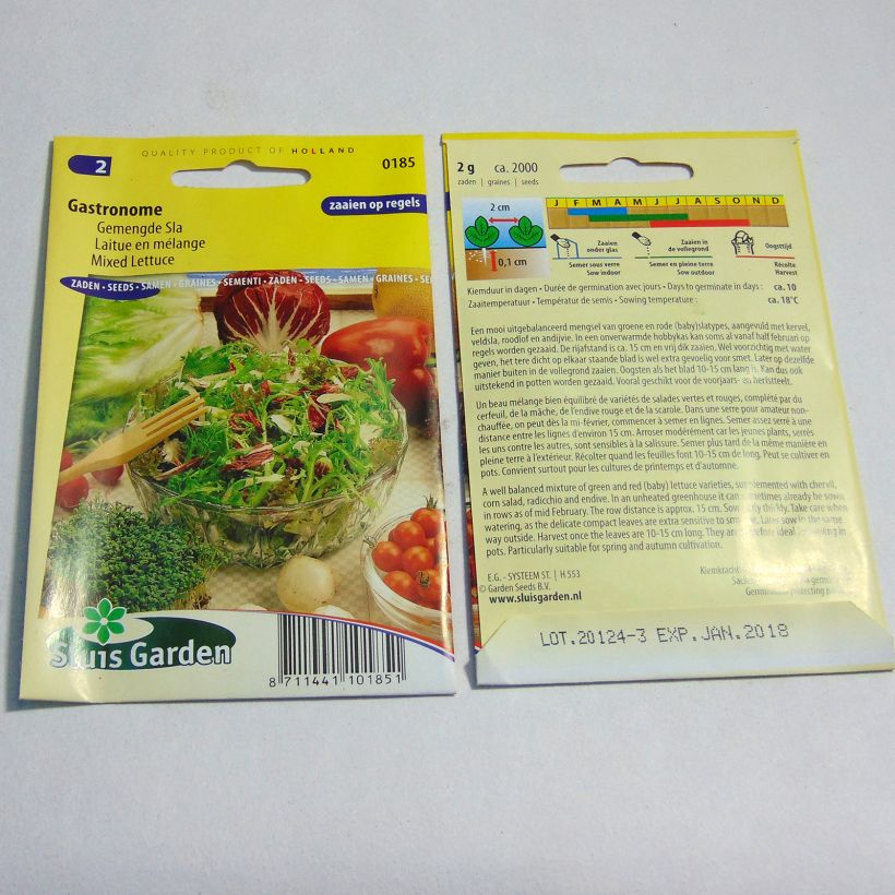 Ejemplo de ejemplar de Lechugas Mix Gastronome saco de 2000 semillas (2g) tal y como se entrega