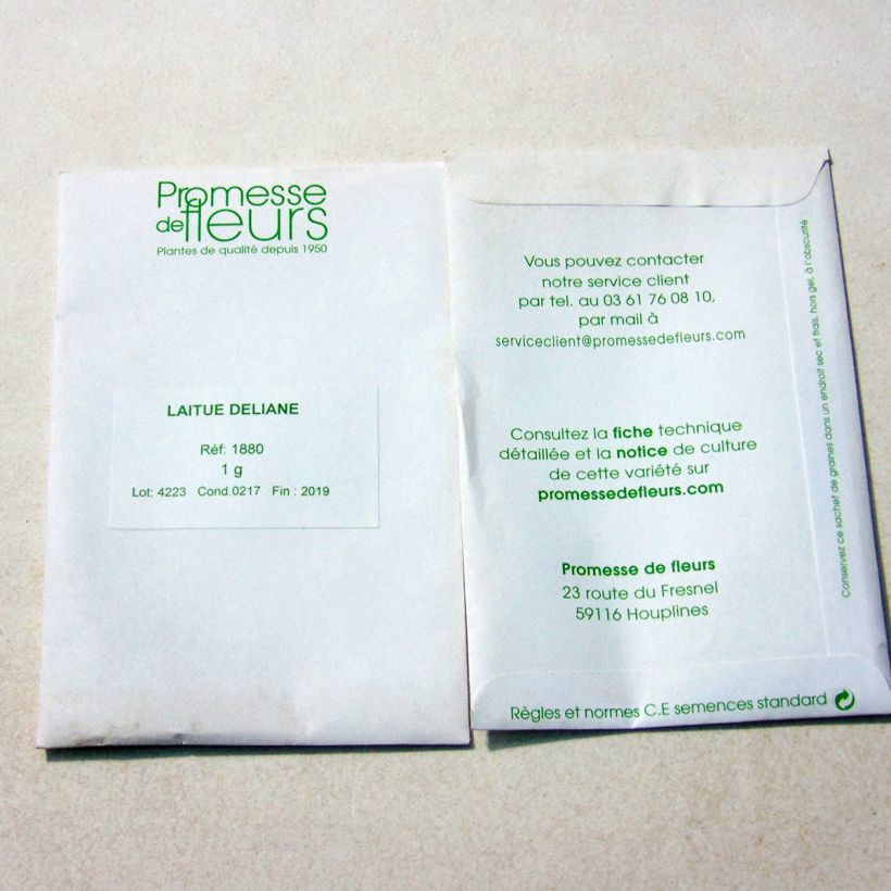 Ejemplo de ejemplar de Lechuga Deliane saco de 850 semillas (1g) tal y como se entrega