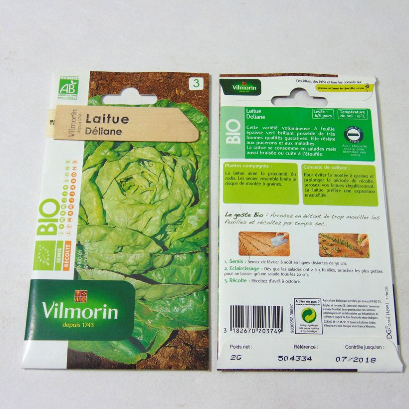 Ejemplo de ejemplar de Lechuga Deliane - Vilmorin saco de 1600 semillas (2g) tal y como se entrega