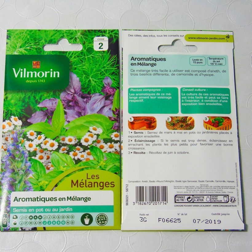 Ejemplo de ejemplar de Mezcla de aromáticas - Vilmorin saco de 3 gramos de semillas tal y como se entrega